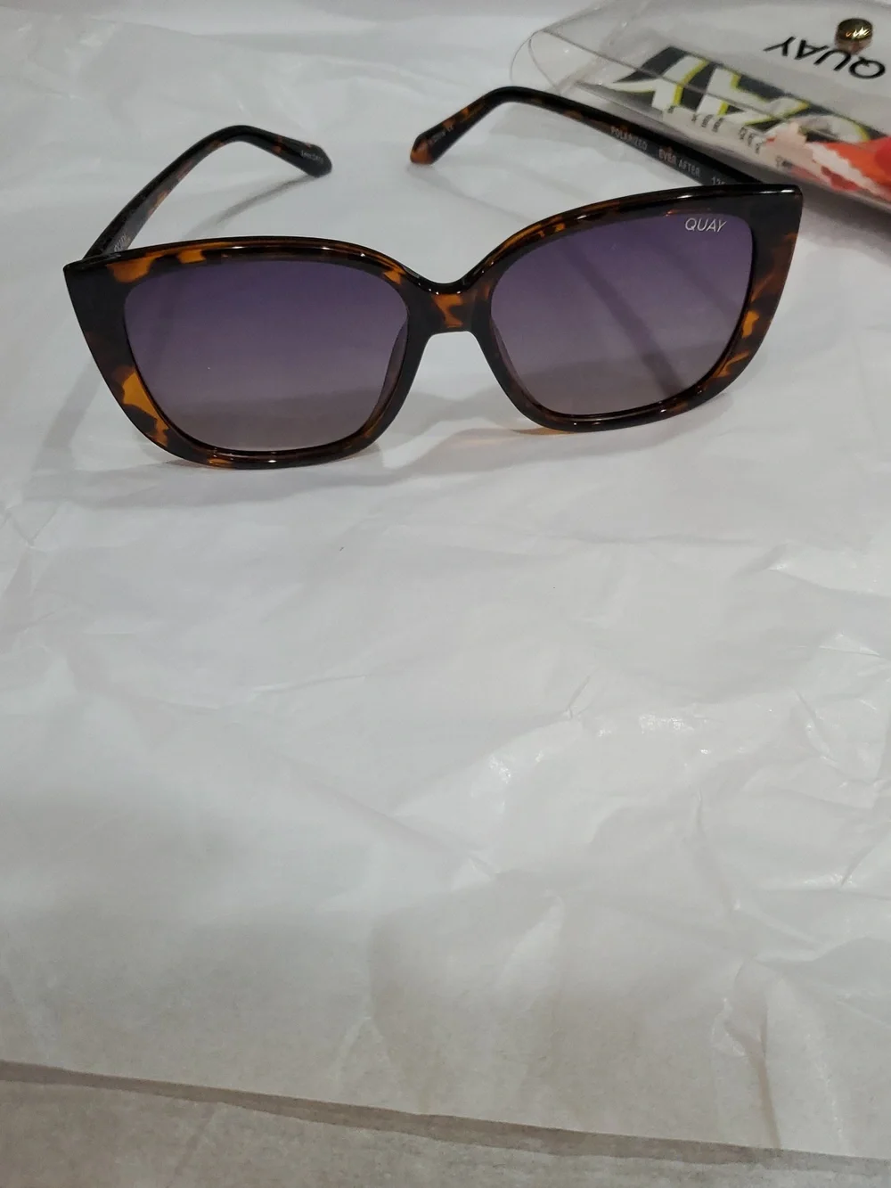 Quay Australia Ever After‎ Square Tortoise/Smoke Taupe Polarized Sunglasses new